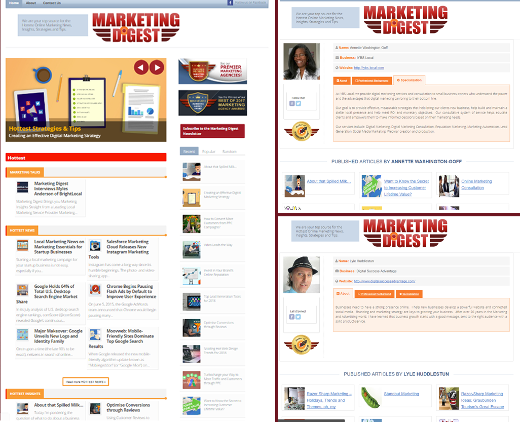 Marketing Digest Article List & Author Profiles